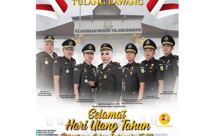  Kepala Kejaksaan Negeri Tulang Bawang Dyah Ambarwati, S.H., M.H beserta seluruh jajaran mengucapkan

Dirgahayu Persatuan Jaksa Indonesia (PJI) ke-28

“Menjaga Marwah Institusi Untuk Terus Berprestasi”.

.
@kejaksaan.ri @kejatilampung

#persatuanjaksaindonesia #terusbergerakdanberkarya  #jaksa #jaksahebat #jaksapengacaranegara #jaksaindonesia #jaksaprofesional #jaksaagung #kejaksaantinggi #kejaksaanhebat #kejaksaanagung #kejaksaanri #kejaksaanagungrepublikindonesia #kejaksaan #infocpns #cpnskejaksaan #cpns