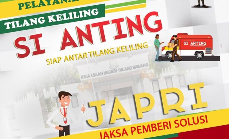  Dalam rangka peningkatan pelayanan publik, Kejaksaan Negeri Tulang Bawang akan mengadakan program SI ANTING dimana Kejaksaan Negeri Tulang Bawang menjalankan pelayanan tilang di luar kantor bagi masyarakat yang ingin mengambil barang bukti tilang yang akan dijadwalkan di beberapa titik lokasi