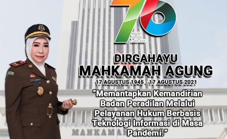  Kepala Kejaksaan Negeri Tulang Bawang beserta jajaran mengucapkan Dirgahayu 76th Mahkamah Agung Republik Indonesia
“Memantapkan Kemandirian Badan Peradilan Melalui Pelayanan Hukum Berbasis Teknologi Informasi di Masa Pandemi”

@kejaksaan.ri @kejatilampung @humasmahkamahagung 
#kejaksaan #jaksa #kejaksaanri #mahkamahagung #hakim #hakimtinggi #pengadilan #pengadilannegeri #dirgahayumahkamahagung