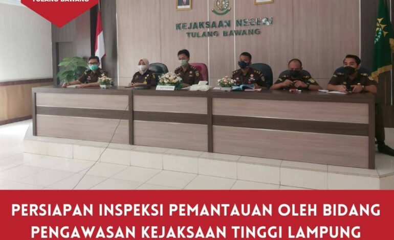  Senin, 23 Agustus 2021 telah dilaksanakan giat Video Conference Persiapan Inpeksi oleh Bidang Pengawasan Kejaksaan Tinggi Lampung yang diikuti oleh Kepala Sub Bagian Pembinaan Kejaksaan Negeri Tulang Bawang (Debi Resta Yudha, S