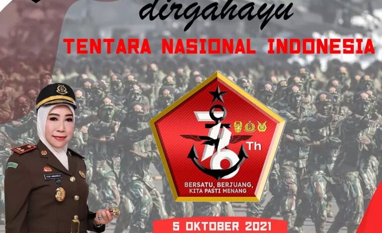  Kepala Kejaksaan Negeri Tulang Bawang Dyah Ambarwati, S.H., M.H beserta jajaran mengucapkan Dirgahayu Tentara Nasional Indonesia yang ke-76 “Bersatu, Berjuang, Kita Pasti Menang” 

#kejaksaan #jaksa #kejaritulangbawang #huttni #tentara #tentaranasionalindonesia #tni #dirgahayutni #tniad #tnial #tniau 
#kartikaekapaksi #jalesvevajayamahe #swabuanapaksa