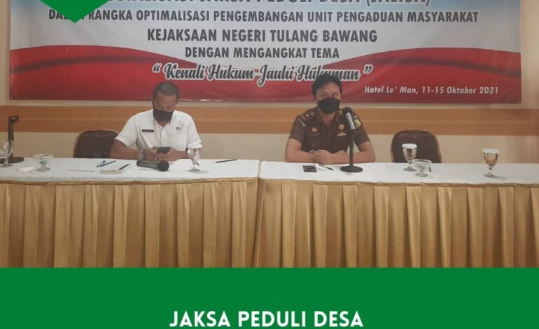  Rabu, 13 Oktober 2021 telah dilaksanakan giat Program Jaksa Peduli Desa (Jalisa) hari ke-2 dengan tema “Kenali Hukum, Jauhi Hukuman”