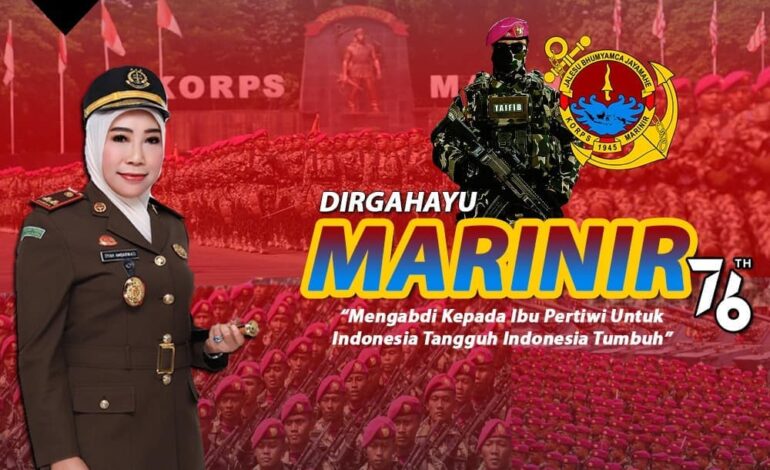  Kepala Kejaksaan Negeri Tulang Bawang Dyah Ambarwati, S.H., M.H beserta seluruh jajaran mengucapkan Dirgahayu Korps Marinir ke- 76 “Semoga semakin kuat, tangguh dan responsif dalam menjaga kedaulatan Negara Kesatuan Republik Indonesia” 

@kejaksaan.ri @marinir_indonesia @kejatilampung 
#kejaksaanri #kejaksaan #kejaksaannegeri #jaksa #jaksakita #jaksamenyapa #jaksasahabatmasyarakat #jaksaindonesia #marinir #korpsmarinir #tnial #dirgahayumarinir #terusbergerakdanberkarya #berkaryauntukbangsa