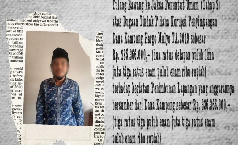  Kamis, 2 September 2021 telah dilaksanakan Penyerahan Tersangka dan Barang Bukti dari Penyidik Polres Tulang Bawang ke Jaksa Penuntut Umum pada Kejaksaan Negeri Tulang Bawang (Tahap 2) Atas Dugaan Tindak Pidana Korupsi Dana Kampung Hargo Mulyo TA