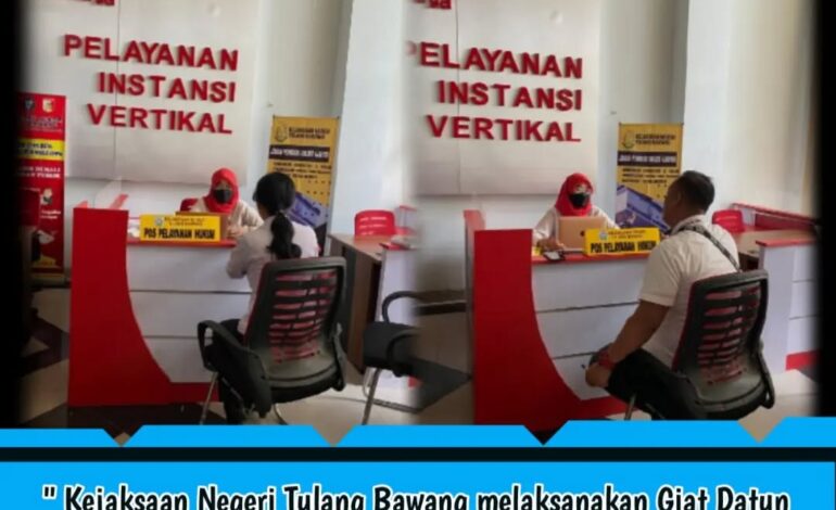  Pada Rabu, 20 April 2022 Kejaksaan Negeri Tulang Bawang melaksanakan Giat Datun Terkait Pelayanan Hukum dalam Program Jaksa Pemberi Solusi (Japri) Di Mall Pelayanan Publik (MPP) Kabupaten Tulang Bawang
