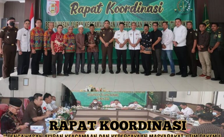  Kejaksaan Negeri Tulang Bawang melaksanakan Rapat Koordinasi Pengawasan Aliran Kepercayaan dan Keagamaan Masyarakat (PAKEM) di Kabupaten Tulang Bawang