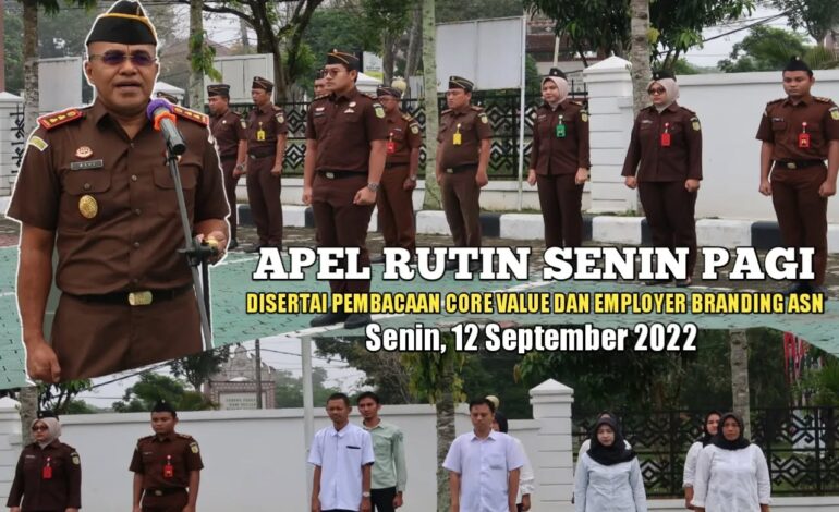  Kejaksaan Negeri Tulang Bawang melaksanakan Apel Rutin Senin Pagi Disertai Pembacaan Core Value Dan Employer Branding ASN
