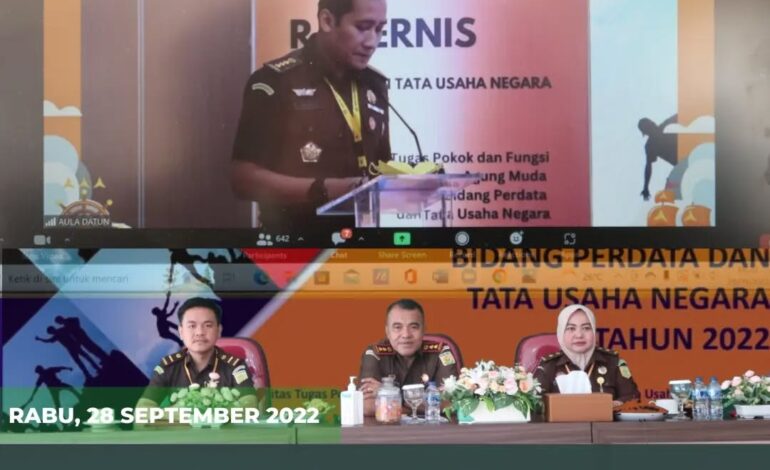  Kejaksaan Negeri Tulang Bawang melakukan Video conference ( Vicon )  Rapat Kerja Teknis (Rakernis) Bidang Perdata Dan Tata Usaha Negara Tahun 2022 dengan Tema “ Sinergitas Tugas Pokok dan Fungsi Jaksa Agung Muda Perdata dan Tata Usaha Negara dengan Bidang Lain Menuju Kejaksaan Hebat ”