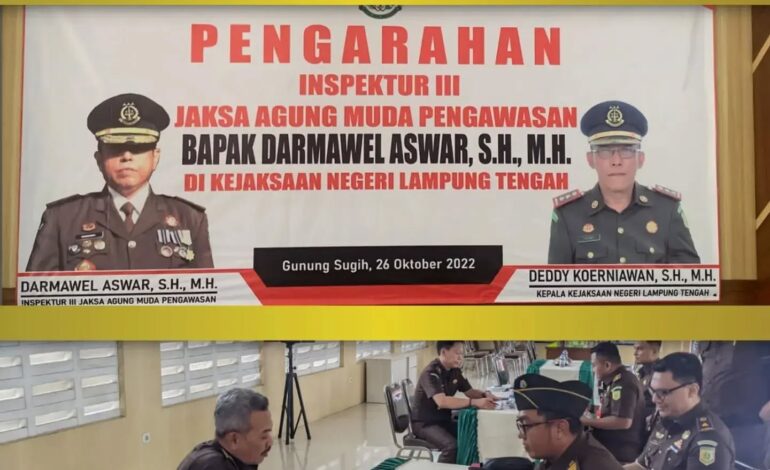  Kejaksaan Negeri Tulang Bawang menghadiri Kegiatan Pengarahan Inspektur Jaksa Agung Muda Pengawasan Bapak Darmawel Aswar,SH