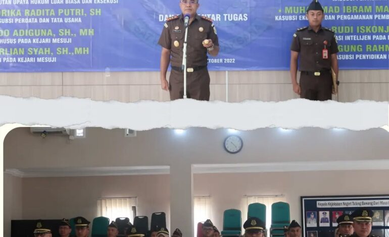  Kejaksaan Negeri Tulang Bawang Melaksanakan Pelantikan dan Serah Terima Jabatan Pejabat Eslon IV dan Eslon V