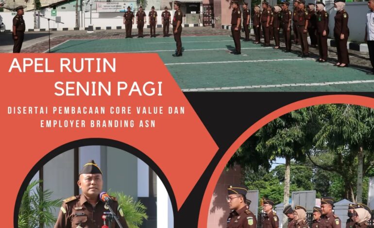  Kejaksaan Negeri Tulang Bawang melaksanakan Apel Rutin Senin Pagi Disertai Pembacaan Core Value Dan Employer Branding ASN