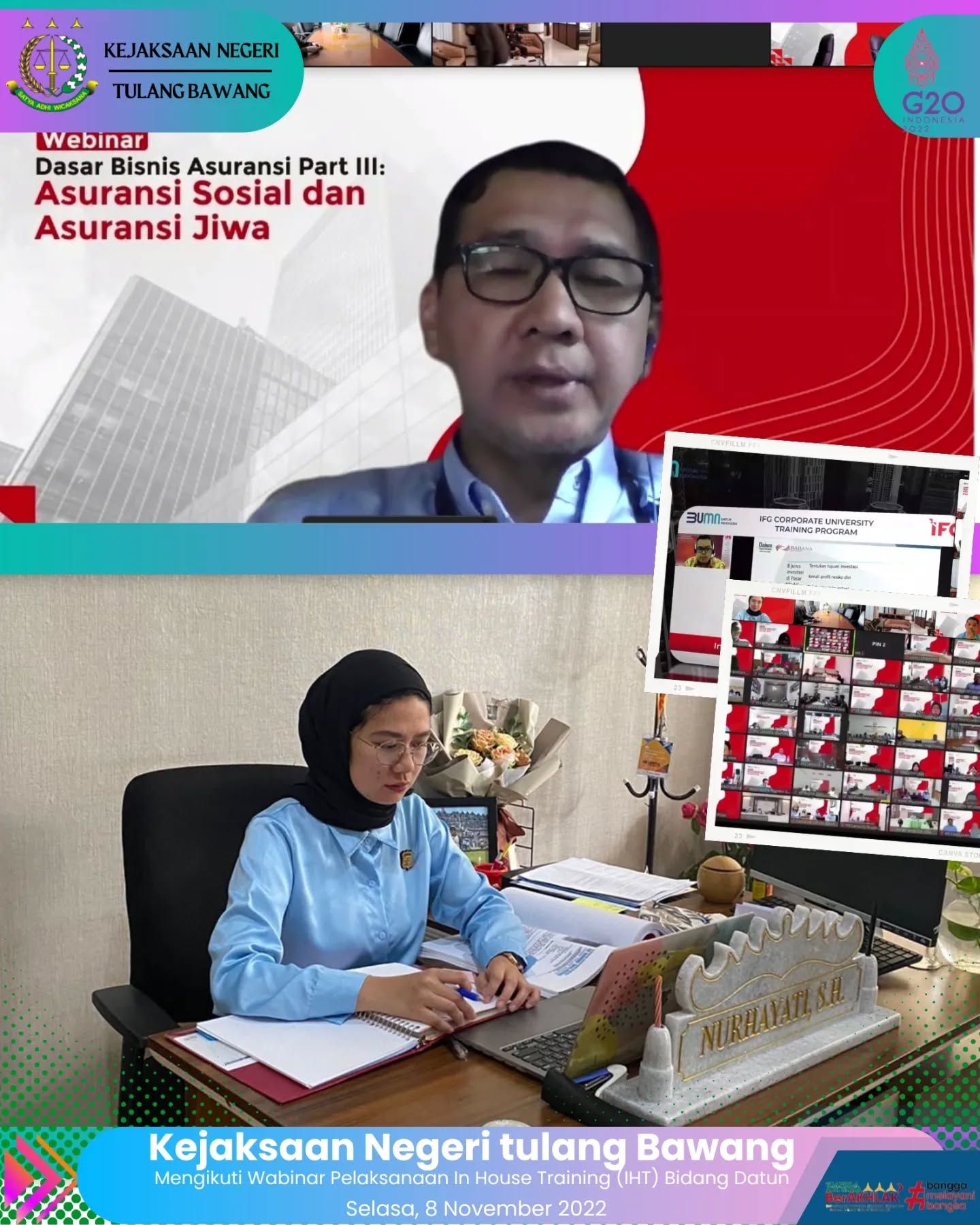 Kejaksaan Negeri Tulang Bawang Mengikuti Wabinar Pelaksanaan In House Training (IHT) Bidang Datun
