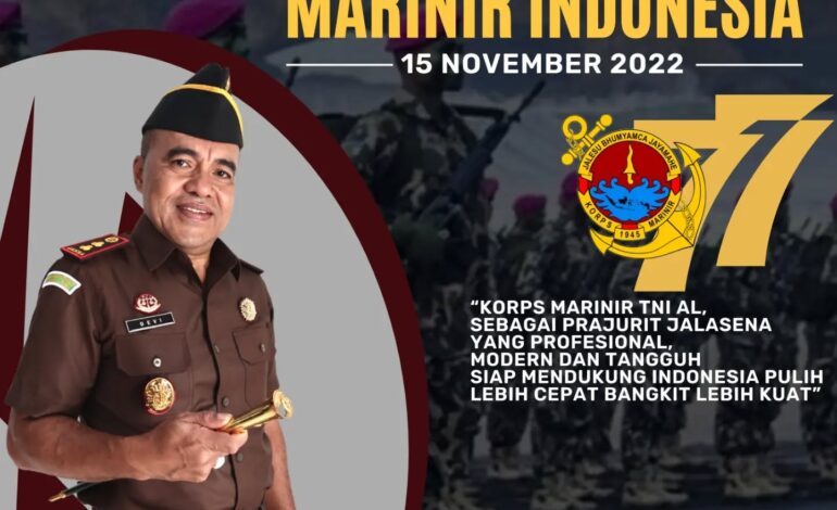  Kepala Kejaksaan Negeri Tulang Bawang Beserta Jajaran Kejaksaan Negeri Tulang Bawang mengucapkan Dirgahayu Korps Marinir Indonesia ke -77, 15 November 2022. “Korps Marinir TNI AL, Sebagai Prajurit Jalasena yang Profesional, Modern Dan Tangguh Siap Mendukung Indonesia Pulih Lebih Cepat Bangkit Lebih Kuat”
@kejaksaan.ri @kejatilampung