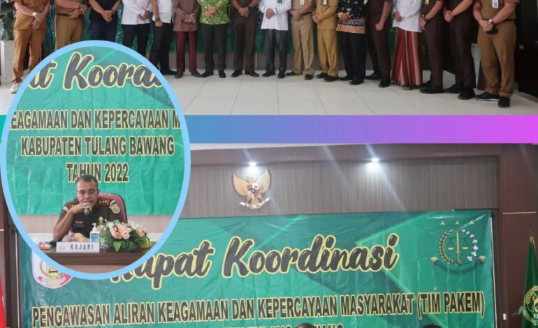  Kejaksaan Negeri Tulang Bawang melaksanakan Rapat Koordinasi Pengawasan Aliran Kepercayaan dan Keagamaan Masyarakat (PAKEM) di Kabupaten Tulang Bawang