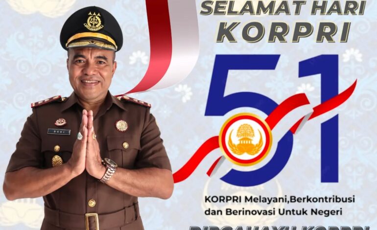  Kepala Kejaksaan Negeri Tulang Bawang Beserta seluruh Jajaran Pegawai Kejaksaan Negeri Tulang Bawang Mengucapkan “Selamat Hari Korpri ke-51”Korpri Melayani, Berkontribusi dan Berinovasi Untuk Negeri.