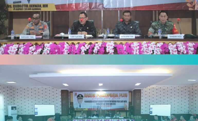  Kejaksaan Negeri Tulang Bawang menghadiri Acara Rapat Koordinasi Forkopimda Plus dengan tema “Peningkatan Kesiapsiagaan Pemerintah Daerah pada Natal 2022 dan Tahun Baru 2023 ”