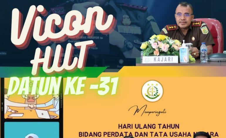  Kejaksaan Negeri Tulang Bawang Mengikuti Video Conference (Vicon) Hari Ulang Tahun Perdata dan Tata Usaha Negara yang ke -31 Tahun