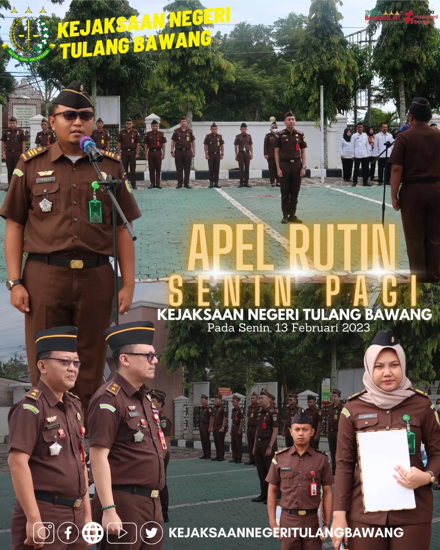 Kejaksaan Negeri Tulang Bawang melaksanakan Apel Rutin Senin pagi disertai Pembacaan Core Value Dan Employer Branding ASN