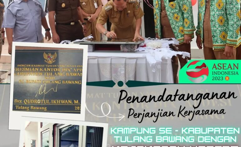  Kejaksaan Negeri Tulang Bawang Melakukan Penandatanganan Perjanjian Kerjasama Dengan Kampung Se-Kabupaten Tulang Bawang Sekaligus Peresmian Gedung DPC Apdesi Tulang Bawang