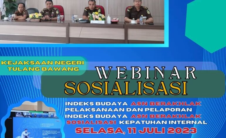  Kejaksaan Negeri Tulang Bawang Mengikuti Video Conference ( Vicon ) Webinar Sosialisasi Indeks Budaya ASN BerAKHLAK Pelaksanaan dan Pelaporan serta Sosialisasi Kepatuhan Internal di Lingkungan Kejaksaan Republik Indonesia