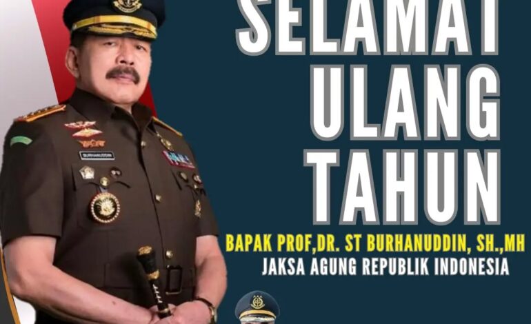  Kepala Kejaksaan Negeri Tulang Bawang Beserta Seluruh Jajaran Mengucapkan Selamat Ulang Tahun Bapak Prof, DR. ST Burhanuddin, SH.,MH ( JAKSA AGUNG REPUBLIK INDONESIA ), Semoga slalu diberikan kesehatan, Keberkahan & Kesuksesan serta Umur yang panjang. 

@kejaksaan.ri @kejatilampung