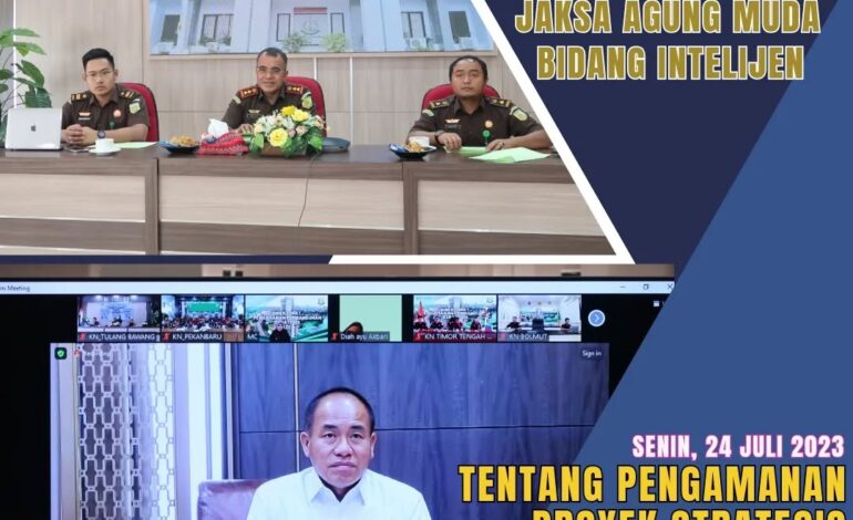  Kejaksaan Negeri Tulang Bawang Mengikuti Kegiatan Video Conference ( Vicon ) Sosialisasi Jaksa Agung Muda Bidang Intelijen Tentang Pengamanan Proyek Strategis