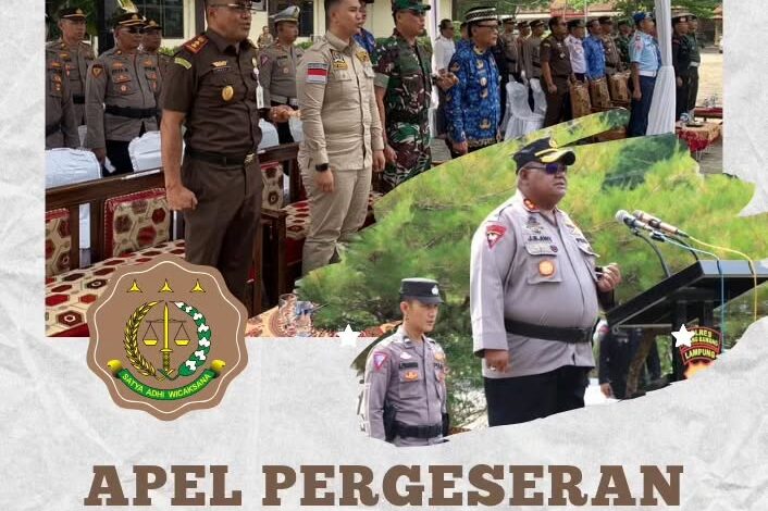  Kepala Kejaksaan Negeri Tulang Bawang Mengikuti Kegiatan Apel Pergeseran PAM PILKAKAM Tahun 2023 Di Kabupaten Tulang Bawang