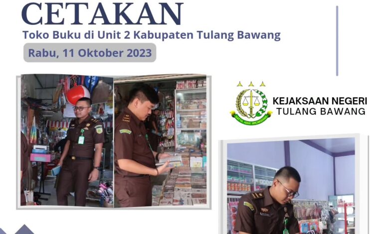  Kejaksaan Negeri Tulang Bawang Melakukan Kegiatan Pengawasan Barang Cetakan di Toko Buku yang ada dipasar Unit 2 Kabupaten Tulang Bawang