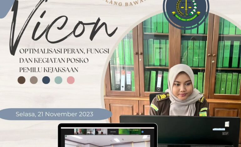  Kejaksaan Negeri Tulang Bawang Mengikuti Video Conference (Vicon) Optimalisasi Peran, Fungsi dan Kegiatan Posko Pemilu Kejaksaan
