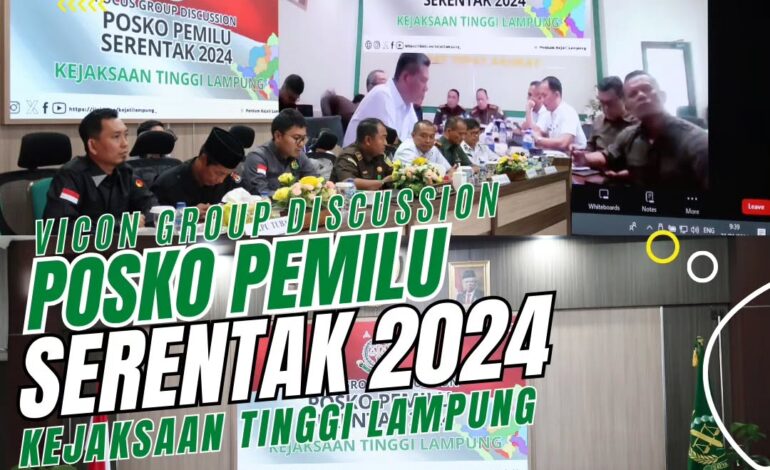  Kejaksaan Negeri Tulang Bawang Mengikuti Kegiatan Video Conference ( Vicon ) Meeting Focus Group Discussion (FGD) terkait dengan persiapan pelaksanaan Pemilu Tahun 2024 di Provinsi Lampung di Aula Kantor Kejaksaan Negeri Tulang Bawang