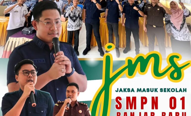  Kejaksaan Negeri Tulang Bawang melaksanakan Kegiatan Penyuluhan Hukum dalam Program Jaksa Masuk Sekolah (JMS) di SMPN 01 Banjar Baru Kabupaten Tulang Bawang dengan tema “Kenali Hukum Jauhi Hukuman” yang dihadiri oleh Muhammad Ibram Manggala, S