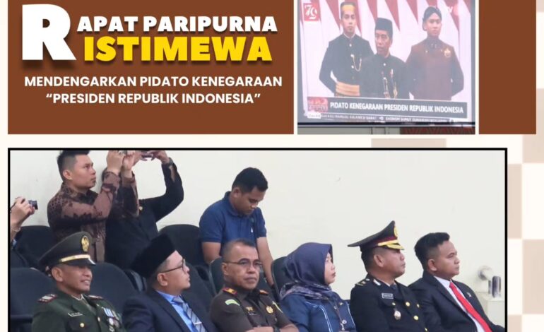  Kejaksaan Negeri Tulang Bawang mengikuti Kegiatan Rapat Paripurna Istimewa Mendengarkan Pidato Kenegaraan “Presiden Republik Indonesia” dalam rangka memperingati HUT Ke – 79 Republik Indonesia di ruang Rapat DPRD Kabupaten Tulang Bawang