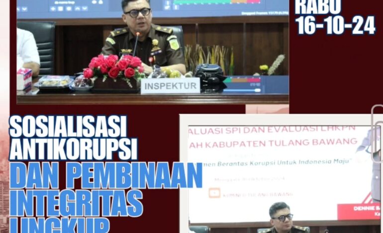 Kejaksaan Negeri Tulang Bawang Menghadiri Giat Sosialisasi Antikorupsi dan Pembinaan Lingkup Pemerintahan Kabupaten Tulang Bawang