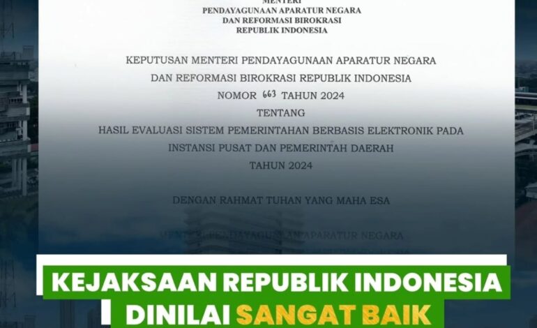  Sesuai dengan Surat Keputusan Menteri Pendayagunaan Aparatur Negara dan Reformasi Birokrasi Republik Indonesia Nomor 663 Tahun 2024 Tentang Hasil Evaluasi Sistem Pemerintah Berbasis Elektronik (SPBE) Pada Instansi dan Pemeritah Daerah Tahun 2024 Hasil pelaksanaan evaluasi Sistem Pemerintahan Berbasis Elektronik (SPBE) Pada Instansi Pusat dan Pemerintah Daerah Tahun 2024