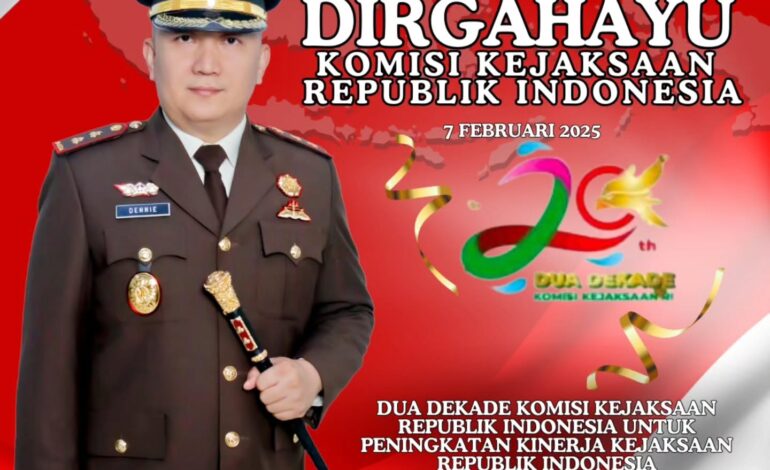  Kepala Kejaksaan Negeri Tulang Bawang, Dennie Sagita, S.H., M.H. beserta Seluruh Jajaran Kejaksaan Negeri Tulang Bawang mengucapkan “Dirgahayu Komisi Kejaksaan Republik Indonesia  ke-  20 Tahun” – 7 Februari 2025.
~ Dua Dekade Komisi Kejaksaan Republik Indonesia Untuk Peningkatan Kinerja Kejaksaan Republik Indonesia. 

@kejaksaan.ri @kejatilampung @jaksapedia