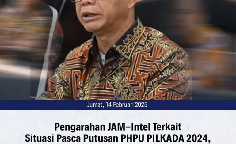  Jaksa Agung Muda Intelijen (JAM-Intel) Reda Manthovani menegaskan pentingnya pengawalan terhadap perkembangan situasi politik pasca putusan sela/dismissal gugatan Perselisihan Hasil Pemilihan Umum (PHPU) Pilkada 2024