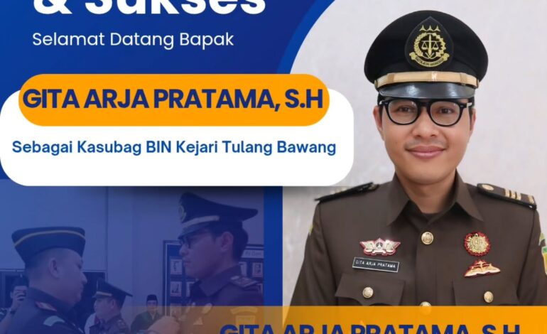  Kepala Kejaksaan Negeri Tulang Bawang, Dennie Sagita, S.H., M.H. beserta Seluruh Jajaran Kejaksaan Negeri Tulang Bawang mengucapkan “Selamat Datang Gita Arja Pratama, S.H selaku Kepala Subbagian Pembinaan Kejaksaan Negeri Tulang Bawang.”
~ Selamat Bertugas di Kejaksaan Negeri Tulang Bawang. 

@kejaksaan.ri  @kejatilampung