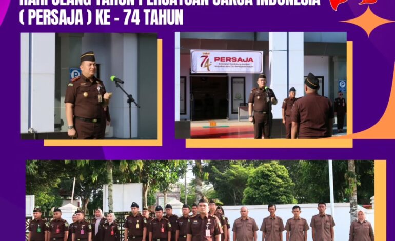  Kejaksaan Negeri Tulang Bawang melaksanakan Upacara Memperingati Hari Ulang Tahun Persatuan Jaksa Indonesia (PERSAJA) Ke – 74 Tahun dengan Tema “Bersinergi Mendukung Institusi Wujudkan Asta Cita Penegakkan Hukum”