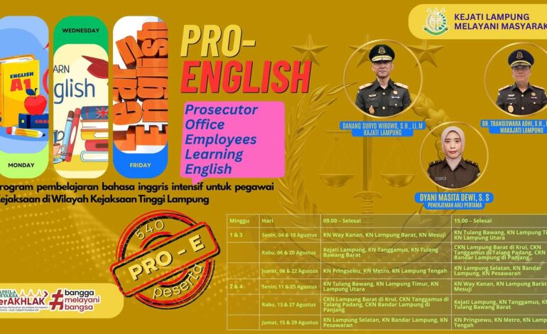  Program intensif Bahasa Inggris untuk pegawai Kejaksaan se-Lampung!