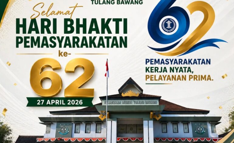  Kepala kejaksaan negeri tulang bawang, R. Ritonga, S.H., M.H. beserta seluruh jajaran mengucapkan “ Selamat Hari Bhakti Pemasyarakatan ” 27 April 2026.

Pemasyarakatan Kerja Nyata, Pelayanan Prima. 

@kejaksaan.ri @kejatilampung