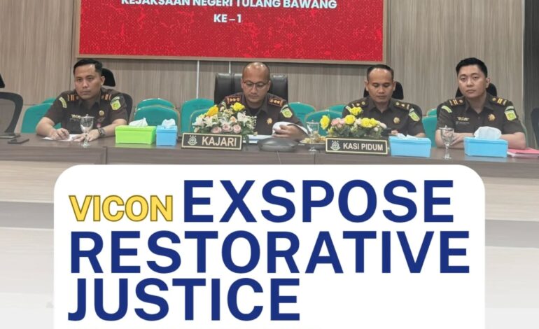  bersama Kasi Pidum dan Kasubsi Pidum mengikuti kegiatan Video Conference (Vicon) Expose Restorative Justice bersama Kejaksaan Tinggi Lampung