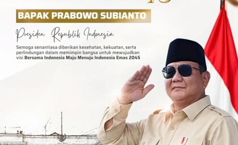  Kepala Kejaksaan Negeri Tulang Bawang, Bapak R. Ritonga, S.H., M.H., beserta seluruh jajaran mengucapkan Selamat Ulang Tahun ke-75 kepada Bapak Prabowo Subianto, Presiden Republik Indonesia.

Semoga senantiasa diberikan kesehatan, kekuatan, dan perlindungan oleh Tuhan Yang Maha Esa dalam mengemban amanah memimpin bangsa, serta senantiasa diberikan kebijaksanaan dalam mewujudkan cita-cita Indonesia yang maju, adil, makmur, dan sejahtera menuju Indonesia Emas 2045.

Bersama Indonesia Maju, Menuju Indonesia Emas 2045. 🇮🇩

@prabowo

#KejaksaanRI #KejariTulangBawang #HUTPresidenRI #PrabowoSubianto #IndonesiaEmas2045 PenkumKejariTuba